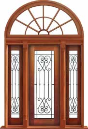 iron grille: single door + sidelight on right