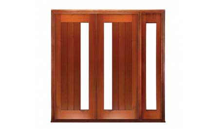 vertical plank glazed: double door + sidelight on right